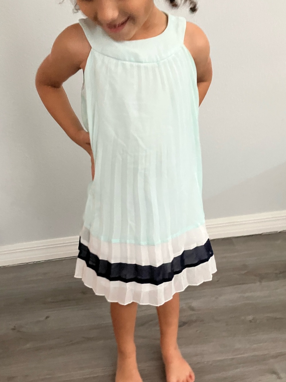 RARE EDITIONS Girls Georgette A Line Pleaded Mint Dress | 6X